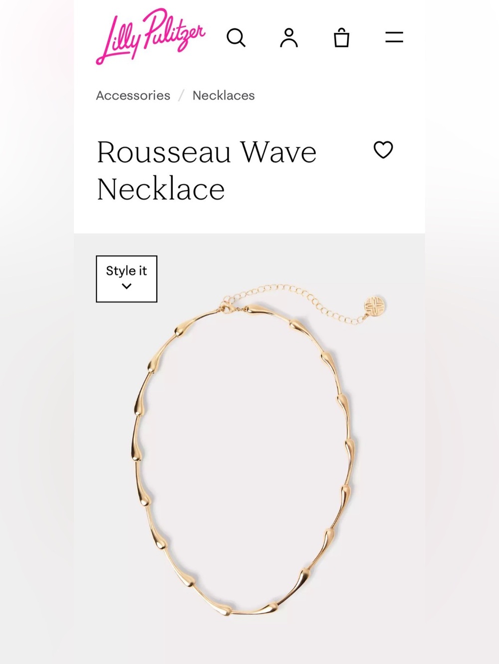 NWT💕 Lilly Pulitzer Gold Rousseau Wave Chain Necklace $78 **In Stores Now*